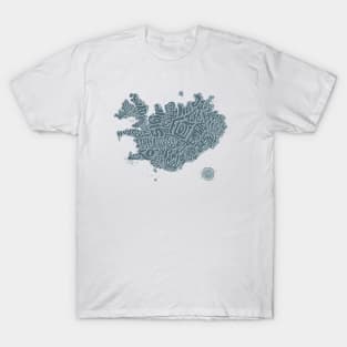 Iceland Map with Icelandic Words! T-Shirt